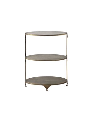 Oval Metal 3-Tier Shelf, Antique Gold, 24 x 14 x 31 Furniture Available for Local Delivery or Pick Up