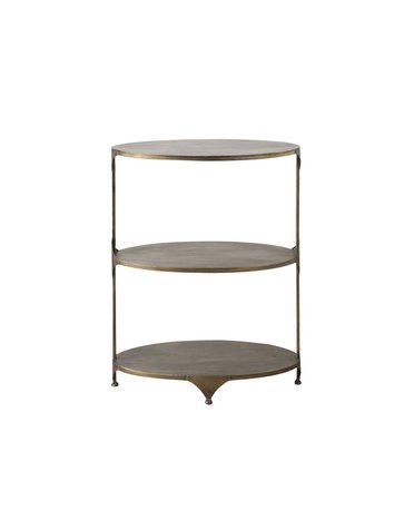 Oval Metal 3-Tier Shelf, Antique Gold, Available for Local Pick Up