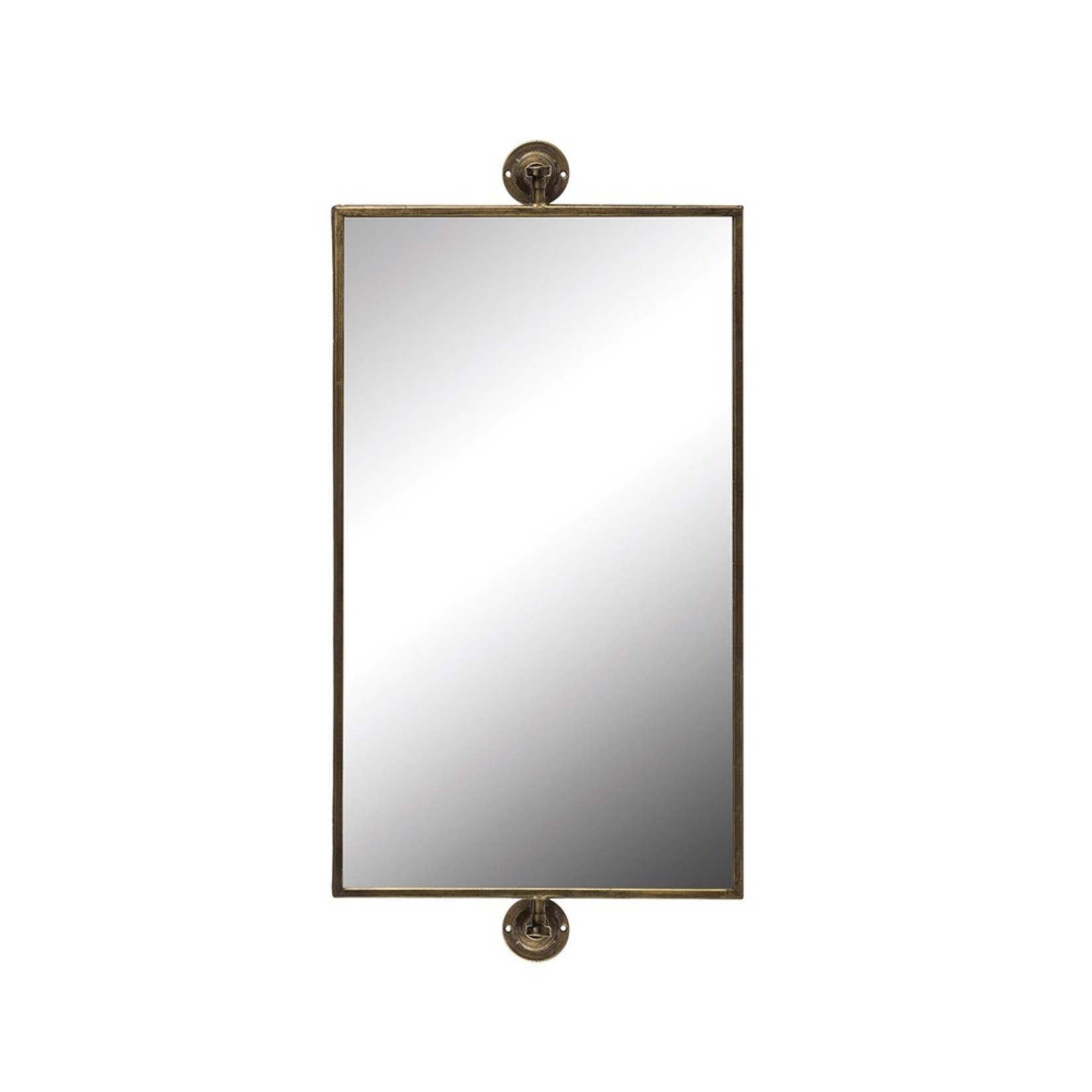Metal Swivel Wall Mirror, Antique Gold Finish (Hangs Vertically & Horizontally)