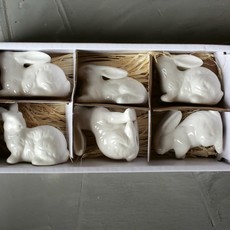 Ceramic Bunnies, White, each, 6 styles