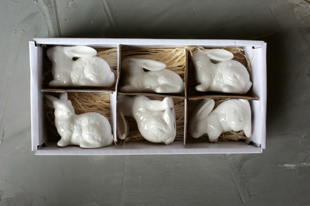 Ceramic Bunnies, White, each, 6 styles