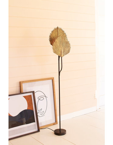 Floor Lamp w/ Antique Gold Leaves, 10" x 5" x 56" Available for local pick up