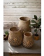 Woven Bamboo Lantern w/ Glass, Medium