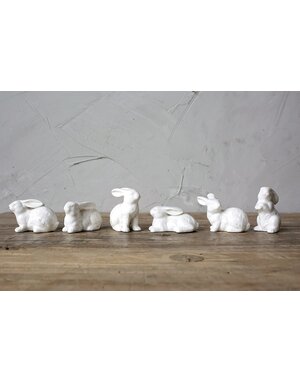 Ceramic Bunnies, White, each, 6 styles