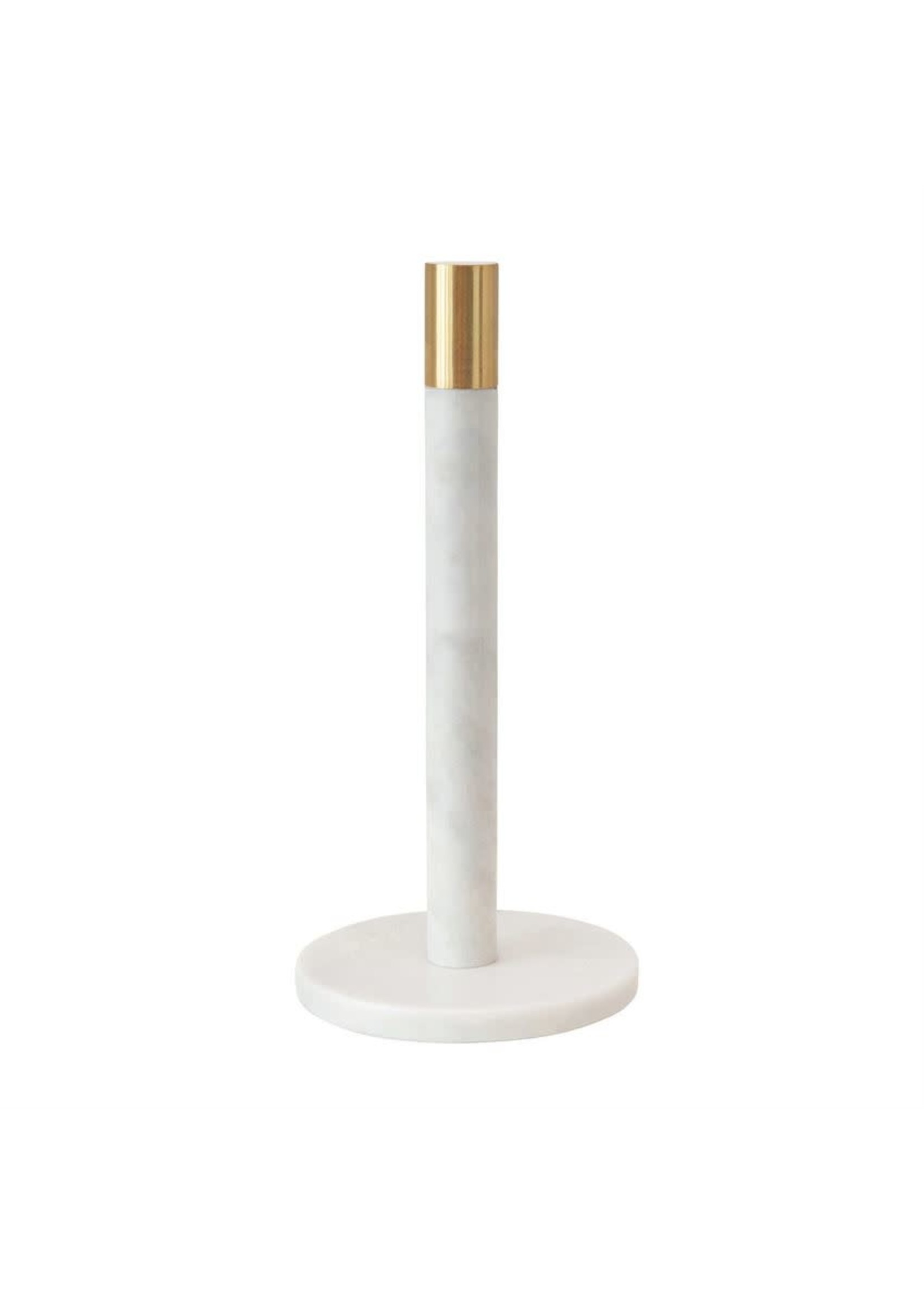 Marble Towel Holder with Brass Top, White