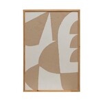 Wood Framed Art Abstract Image, Ivory Color & Beige