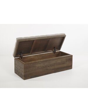 Advika Storage Ottoman Bench, Ankara Carved, Grey Linen, 47 X 18 X 17, Furniture Available for Local Delivery or Pick Up