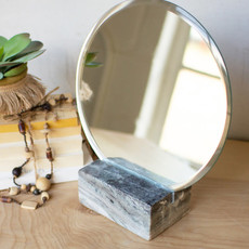 Tabletop Mirror w/ Grey Marble Base