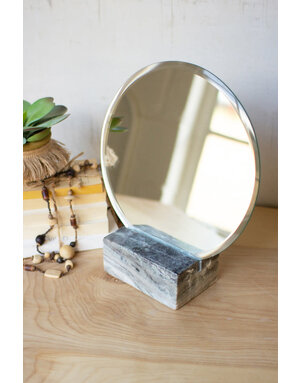 Tabletop Mirror w/ Grey Marble Base 12" x 13"