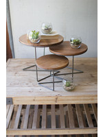 Set of Three Round Wire Display Risers w/ Wood Tops