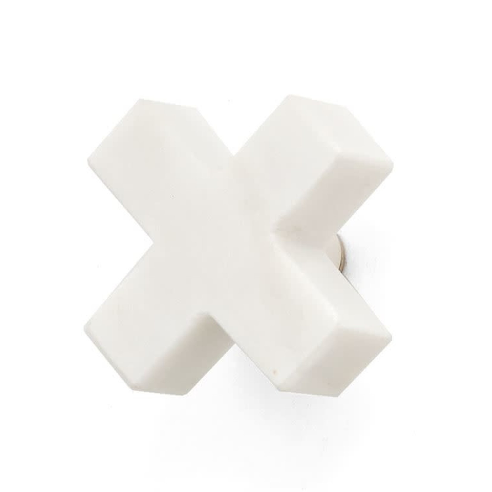 Cross Shape Marble Knob, White