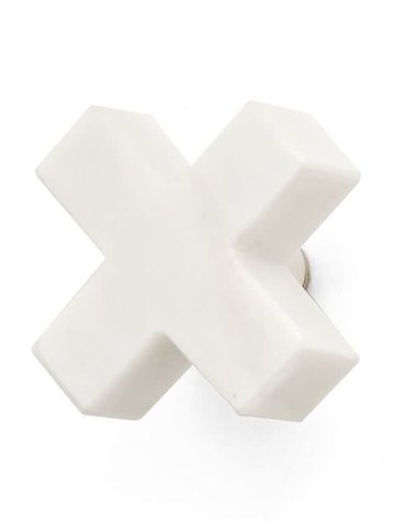 Cross Shape Marble Knob, White 2x2