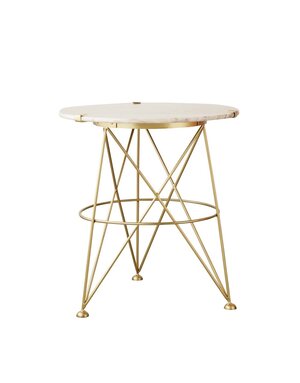 22"Rnd x 24"H Metal Table w/ Sand Colored Marble Top