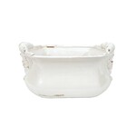 Decorative Terracotta Cachepot, White 16"L x 10"W x 8"H