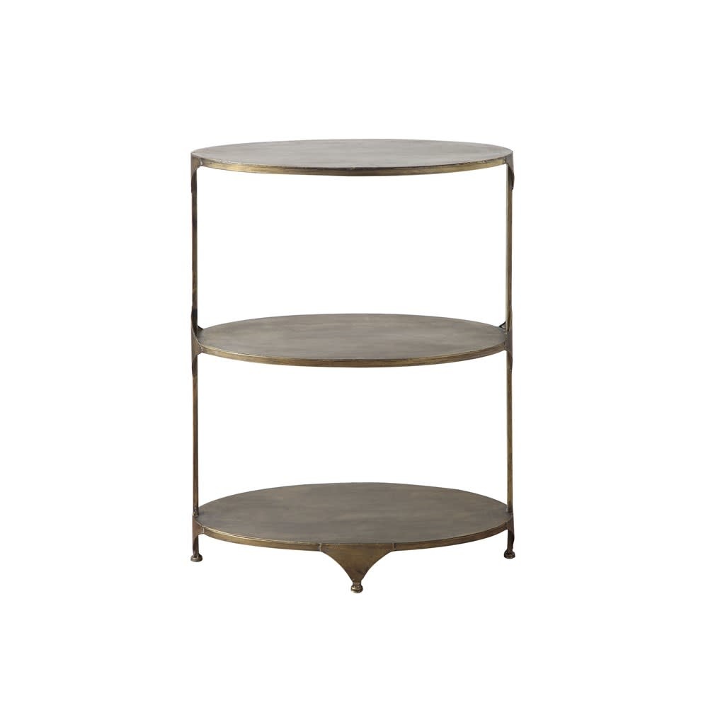 Oval Metal 3-Tier Shelf, Antique Gold, Available for Local Pick Up