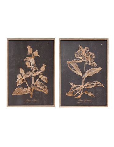 Botanical Print, Charcoal Wood Wall Decor with 19.5x28, Available for local pick up