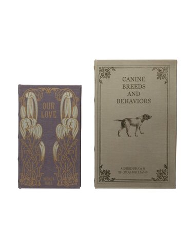 10-1/4"H Wood Book Box, Set of 2 "Canine Breeds & Behaviors"