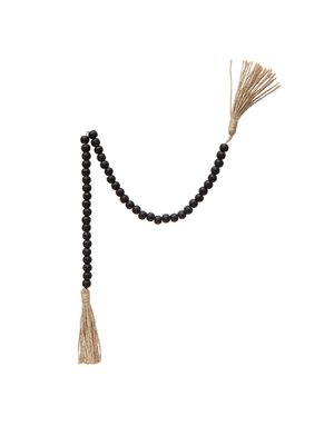 Wood Bead Garland w/ Jute Tassels, 28"
