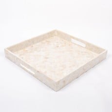 Mother of Pearl Square Tray - White