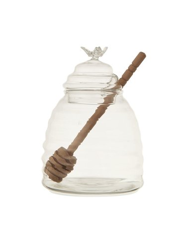 Glass Honey Jar w/ Wood Honey Dipper