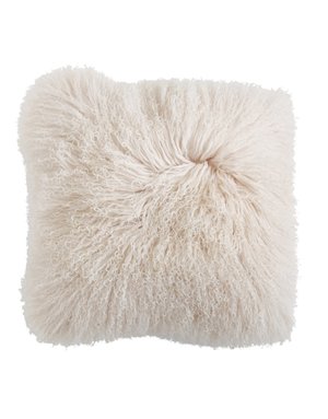 Square Mongolian Lamb Fur Pillow, 20"