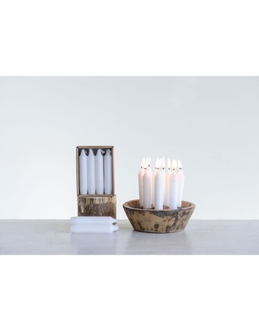 Unscented Short Taper Candles in Box,White, Set of 12