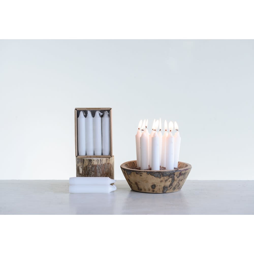 Unscented Short Taper Candles in Box,White, Set of 12