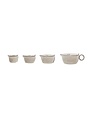 Stoneware Measuring Cups, White with Black Rim, Set of 4