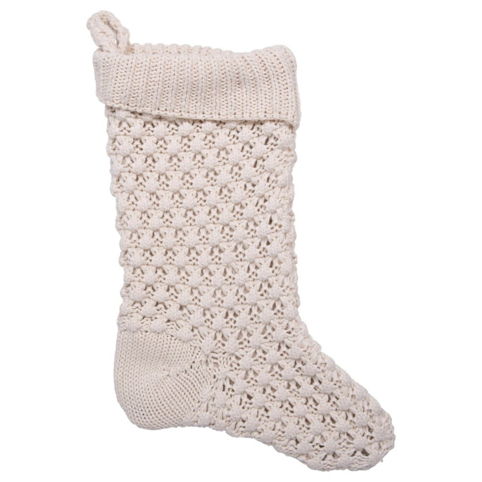 Cotton Knit Stocking, Cream Color