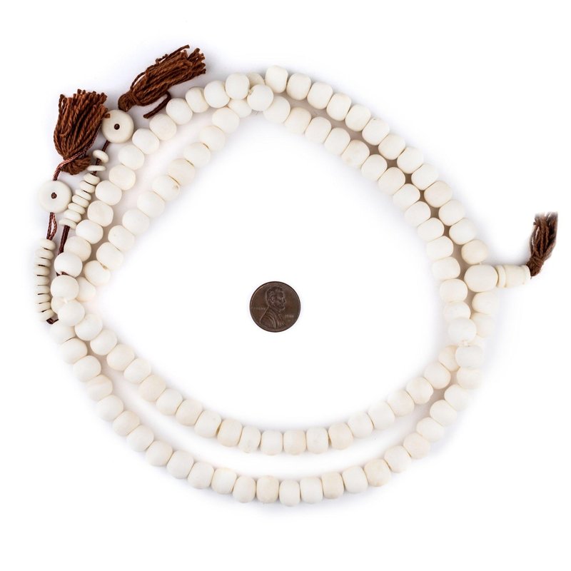 10mm Matte White Bone Mala Beads