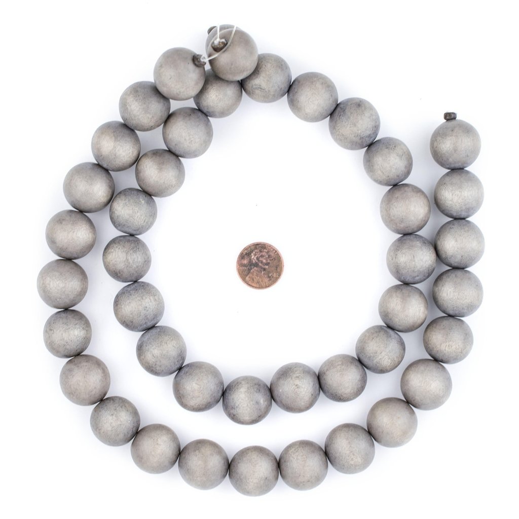 20mm Grey Natural Wood Beads