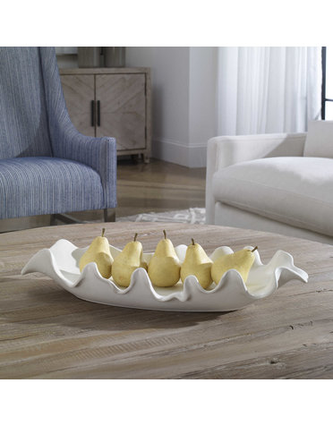 Matte ruffled bowl 9x24x4, Available for local pick up