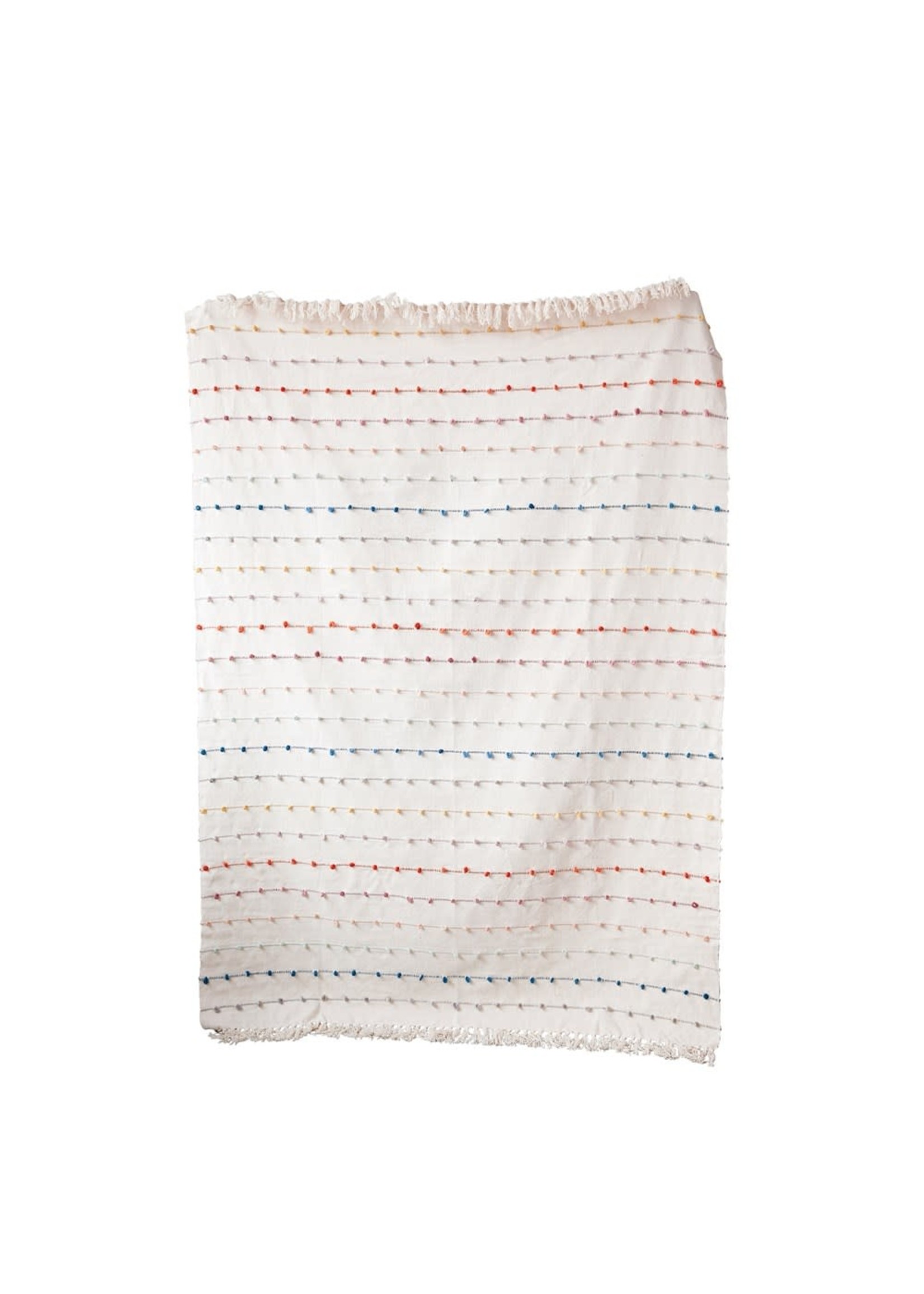 Cotton Throw w/ Multi-Color Embroidery Loop