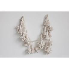 Hand-Woven Cotton Tassel Garland, Cream Color