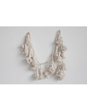 Hand-Woven Cotton Tassel Garland, Cream Color, Available for local pick up