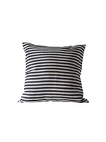 Square Cotton Woven Striped Pillow, Black