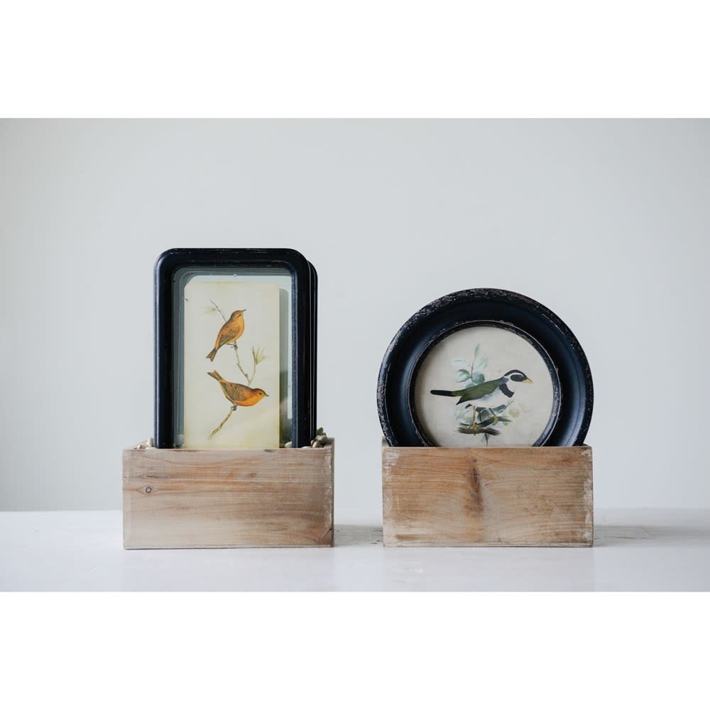 Floating Bird Art Wood Framed, Distressed Black, 6 Styles