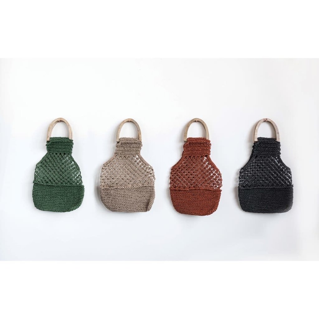 Woven Jute Palmas Handbag w/ Wood Handles, 4 Colors