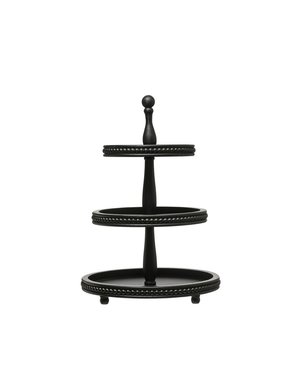 Decorative Wood 3-Tier Tray, Black, Available for local pick up