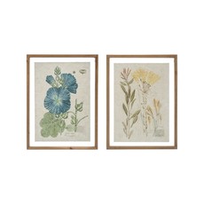 Wood Framed Wall Decor w/ Vintage Floral Image