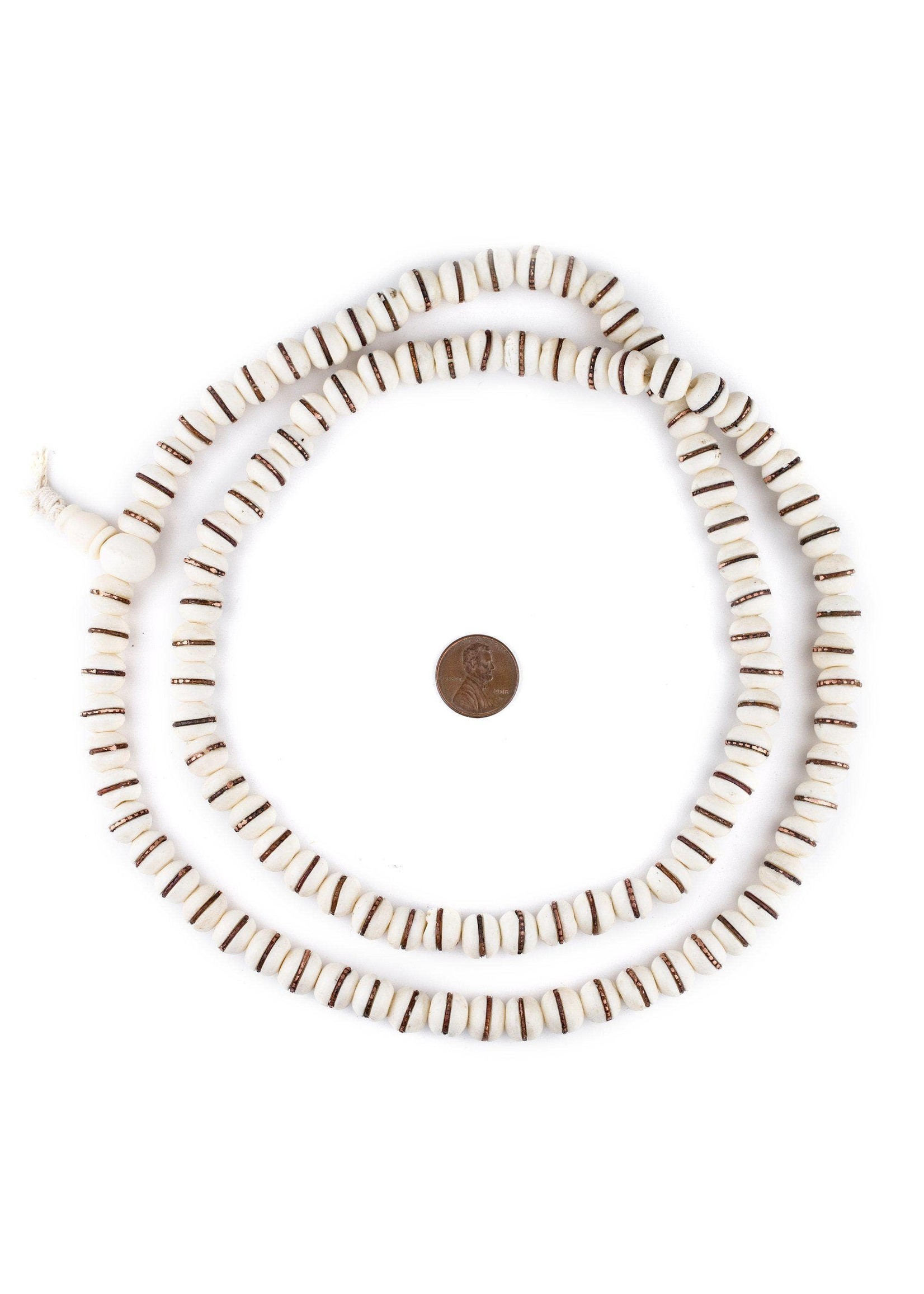 10mm Copper-Inlaid White Bone Mala Beads