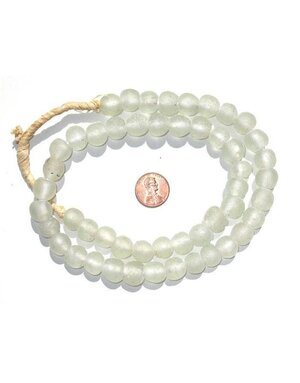 Clear Recycled Glass Beads, 14 mm