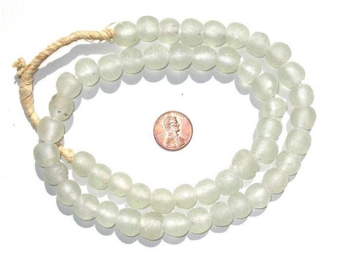 Clear Recycled Glass Beads, 14 mm