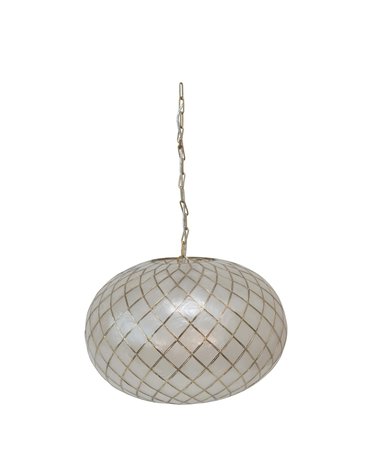 Capiz Pendant Lamp with Gold Finish, 20"w x 15" h, Available for local pick up