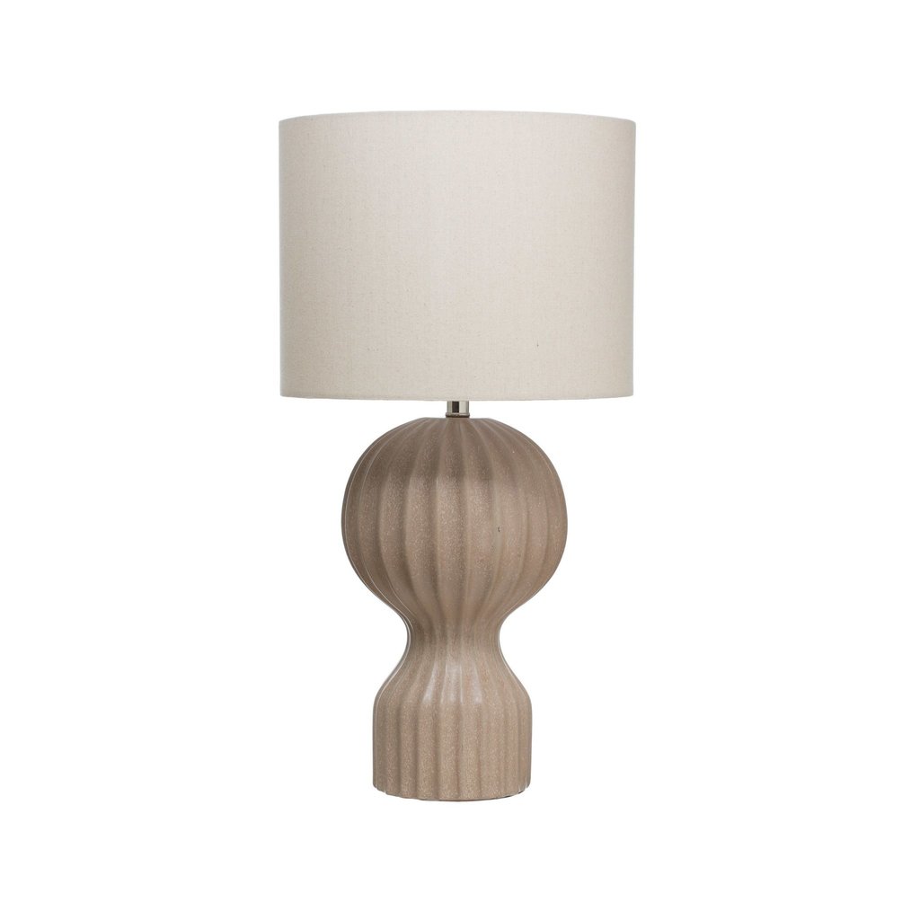 Stoneware Fluted Table Lamp with Linen Shade