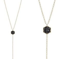 Black Hex Crystal Y 32" Necklace