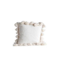 Woven Cotton Slub Pillow with Tassels