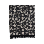 Recycled Cotton Printed Throw with Floral Pattern and Fringe