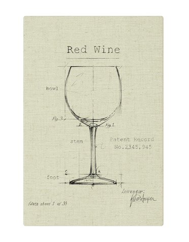 Barware Red Wine Fabric Gallery Wrapped Wall Art, Off White - 20" x 24", Available for local pick up