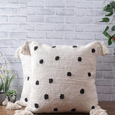 Black Polka Dots Tufted Cushion Cover